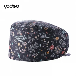 Cotton cartoon doctor nurse round caps Surgical, Beauty salon unisex scrub caps hospital adjustable textile printing hats