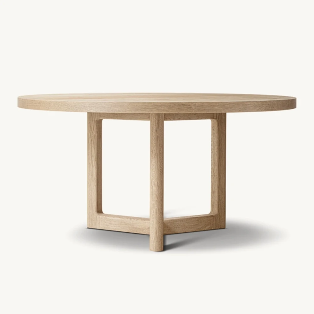 

*Luxury Antique Indoor Furniture Round Kitchen Table High End Nordic Solid Wooden Dining Table
