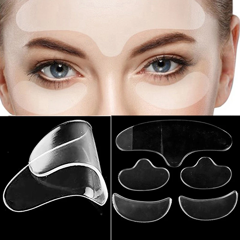 5Pcs Twarz Czoło Szyja Oko Przeciwzmarszczkowa pielęgnacja starycia Naklejka Pad Patch Wielokrotnego użytku Silikonowe plastry przeciwzmarszczkowe Narzędzie do podnoszenia skóry