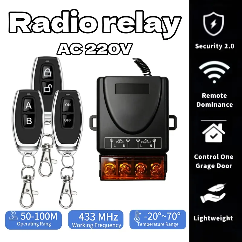 AC 220V 30A Relay Universal Remote Control Switch 433mhz Wireless Switch and On Off Transmitter for Light Lamp Water Pump Door