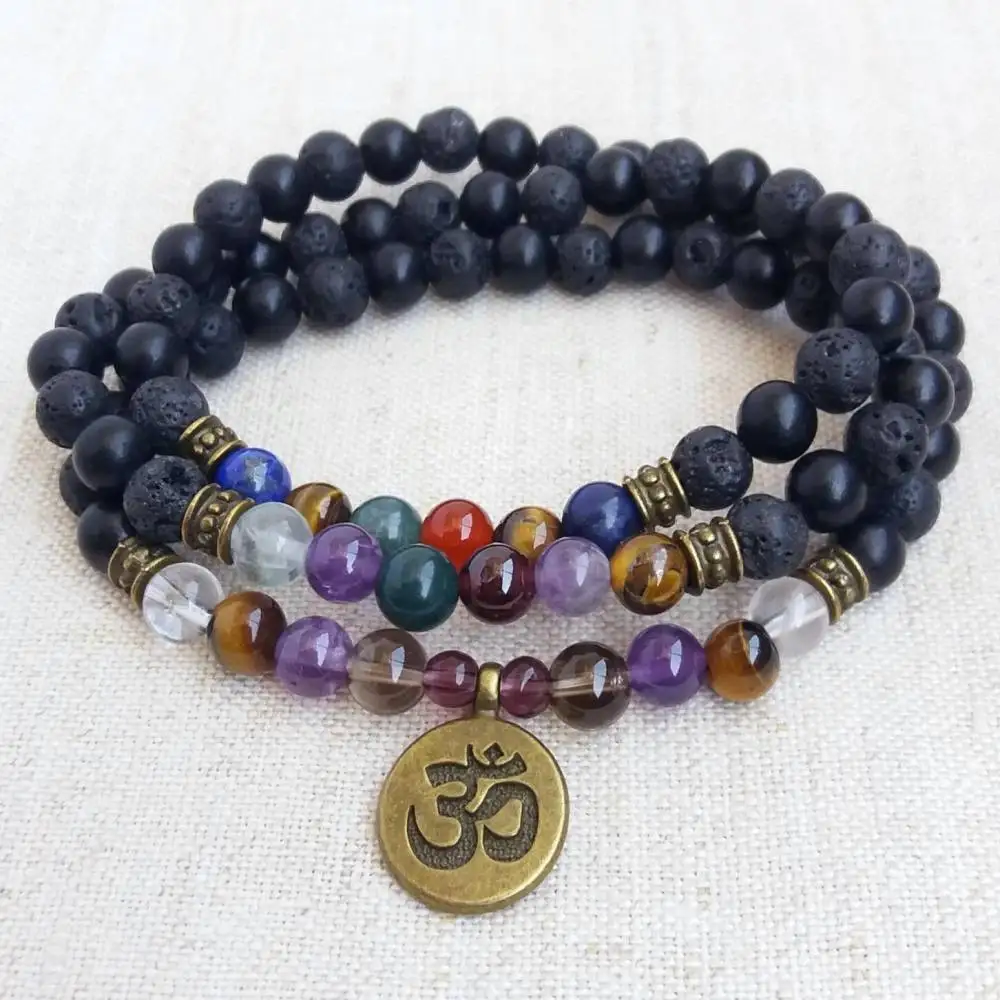 

Chakra Healing Lava Rock Wrap Bracelet Boho Spiritual Yoga Meditation Energy Jewelry Gift