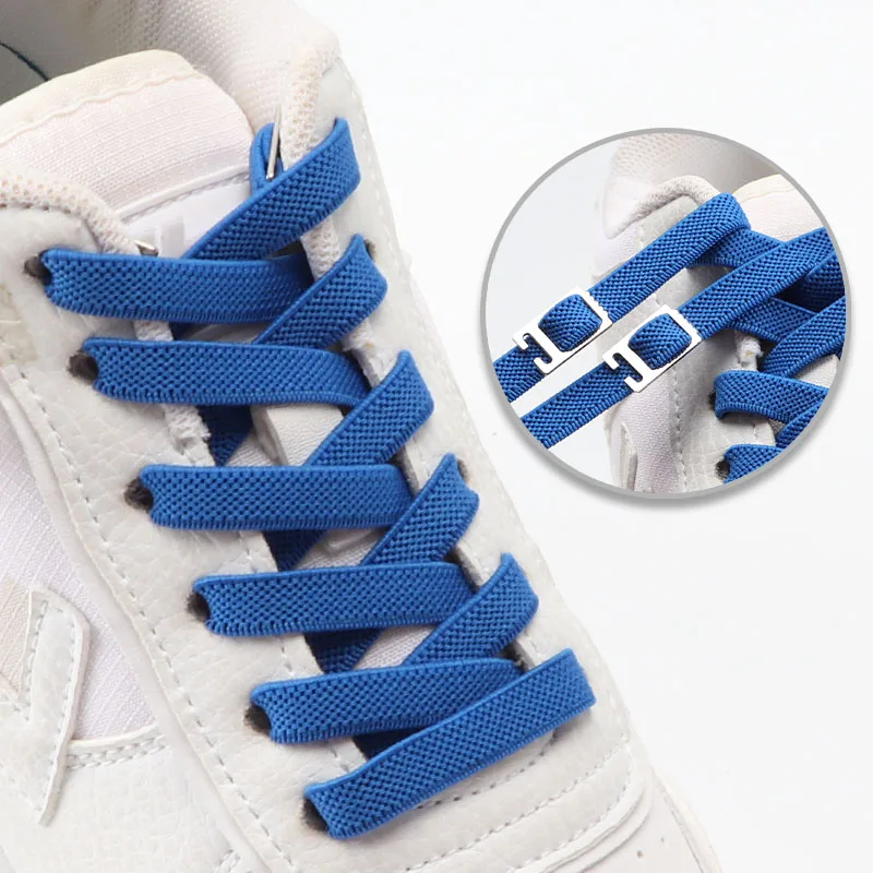 

No Tie Shoelace Invisible Metal Buckle 8MM Width Elastic Laces For Sneakers Running Shoes Kids Adult High Quality Shoestrings