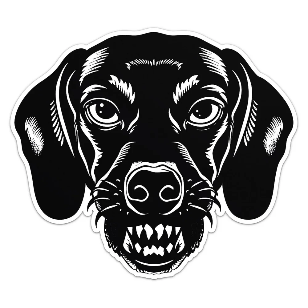 Angry Dachshund Dog Vinyl Car Sticker Self Adhesive Decal for SUV Window and Travel Bag Animal Art Decoration