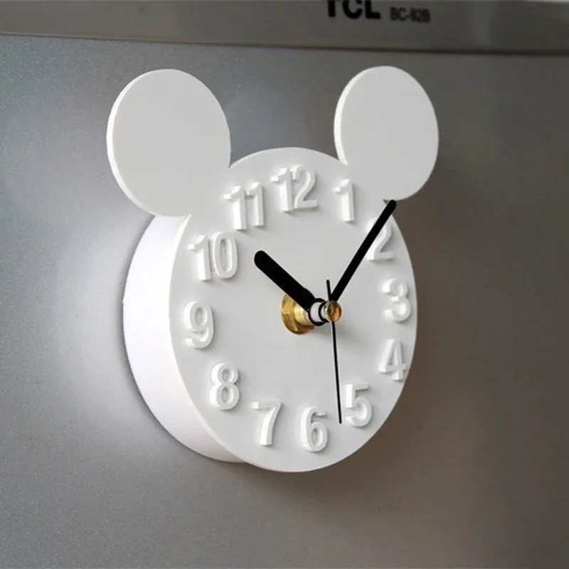 Disney-Reloj de pared 3D de Mickey Mouse, pegatinas creativas de dibujos animados, Relojes de pared, arte extraíble, decoración del hogar, sala de