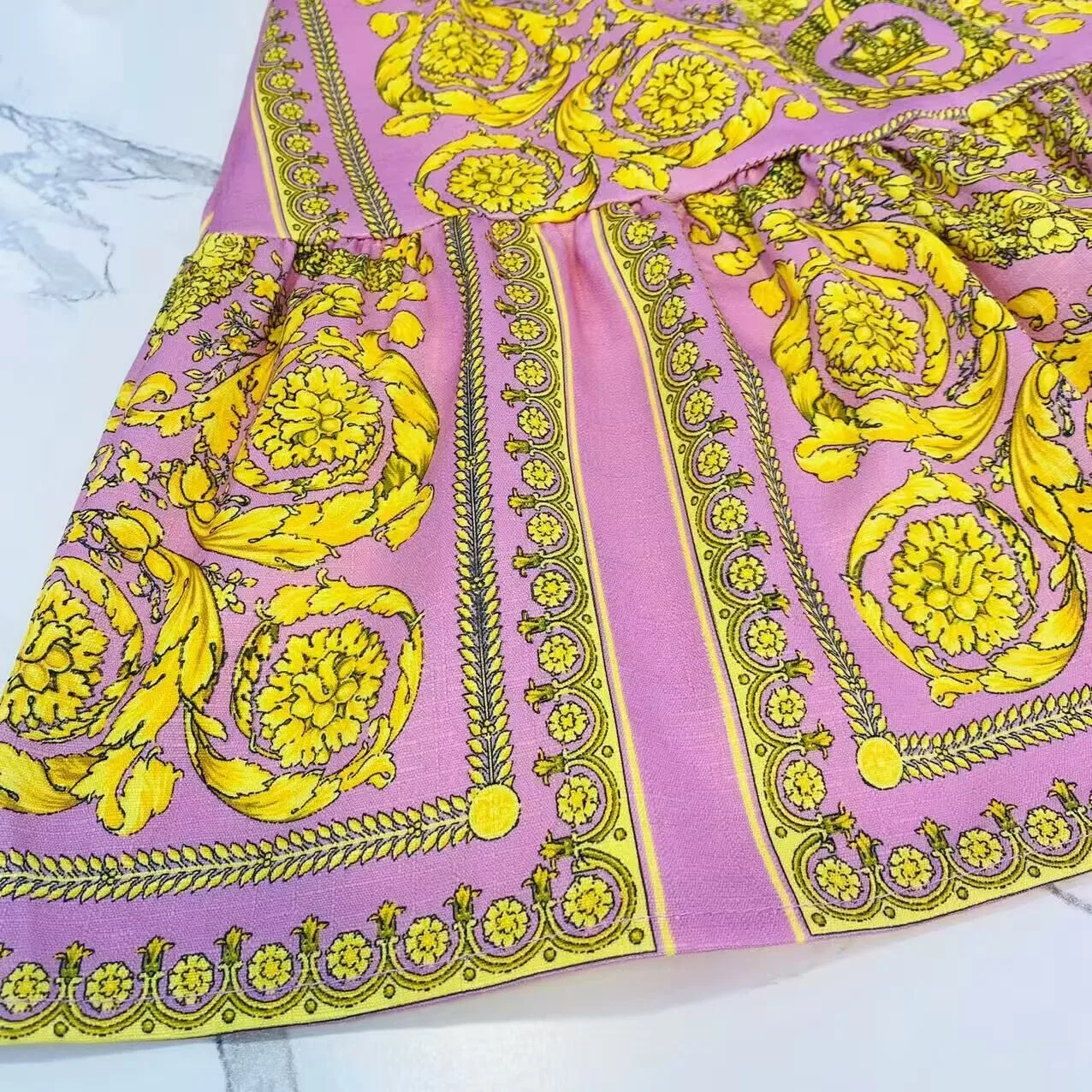 2025 New High End Children's Clothing Pink Girl Set Yellow Flower Cotton Small Strap Big Swing Skirt Two Piece Set for Girls