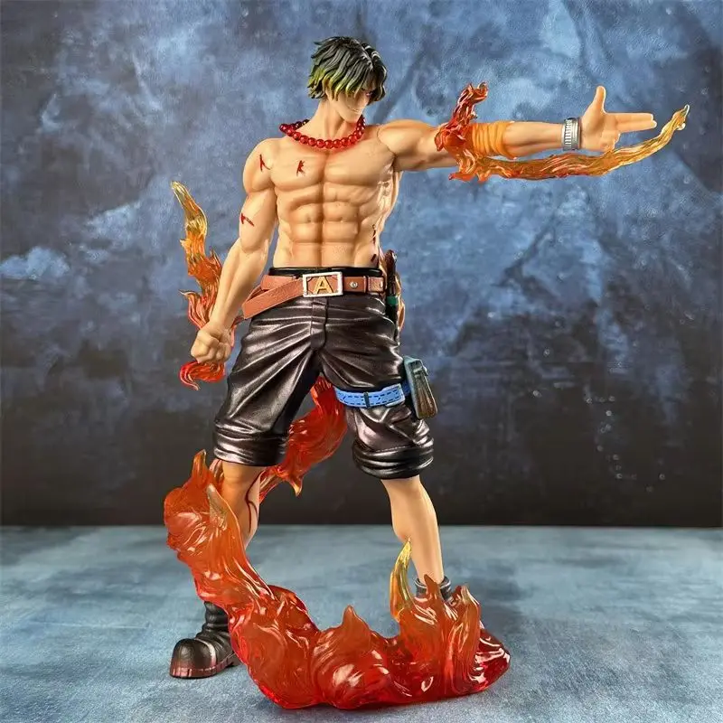 One Piece Anime Figures 25cm Ace Fire Fist Action Figures Portgas·D· Ace Statue Figurine Model Pvc Gk Collection Kid Xmas Gift