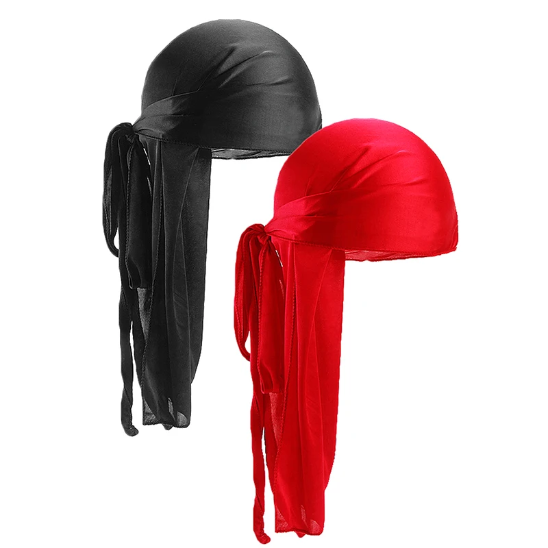 2 Stück seidige Satin-Durags für Herren, Designer-Mützen mit langem Schwanz, Doo-Lappen-Kappen, Du-Rags für Damen, Seidensatin-Krawatte, Do-Lappen-Kappe für Wellen – Detail 8