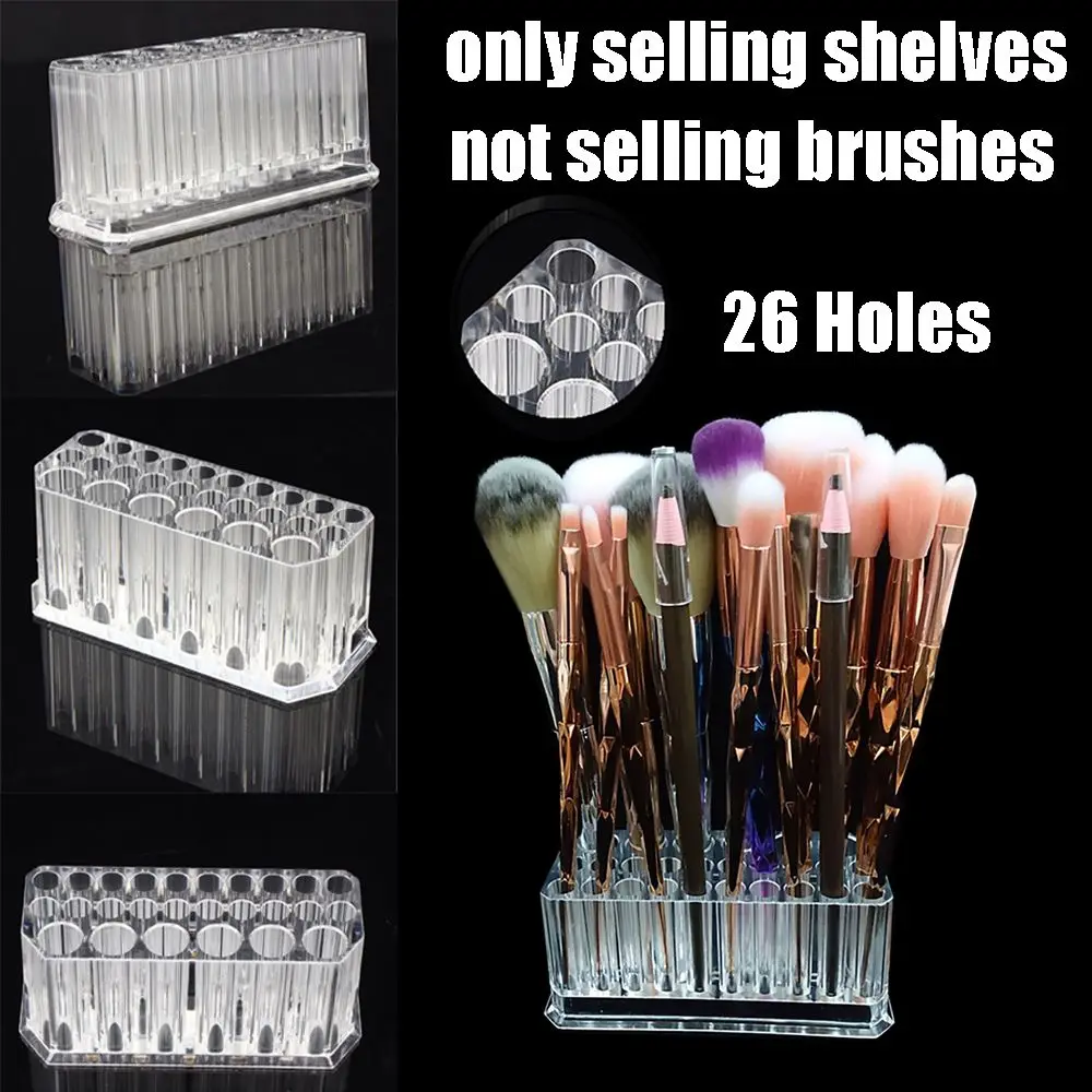 Convenient Lipstick Holder Simple Pencil Shelf 26 Holes Cosmetic Organizer Makeup Brush Holder Display Stand Storage Box