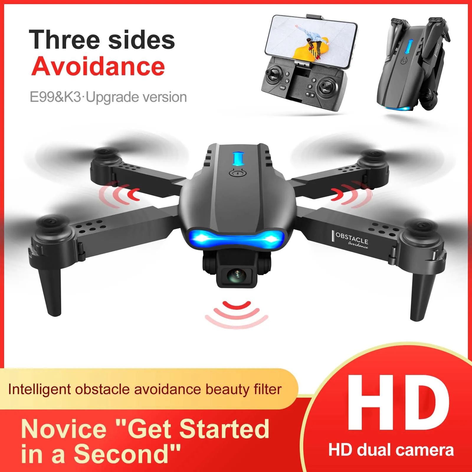 KBDFA E99 K3 Pro Drone Professionelle Quadcopter Dual Kamera Hindernis Vermeidung RC Hubschrauber Fernbedienung Spielzeug Geschenk