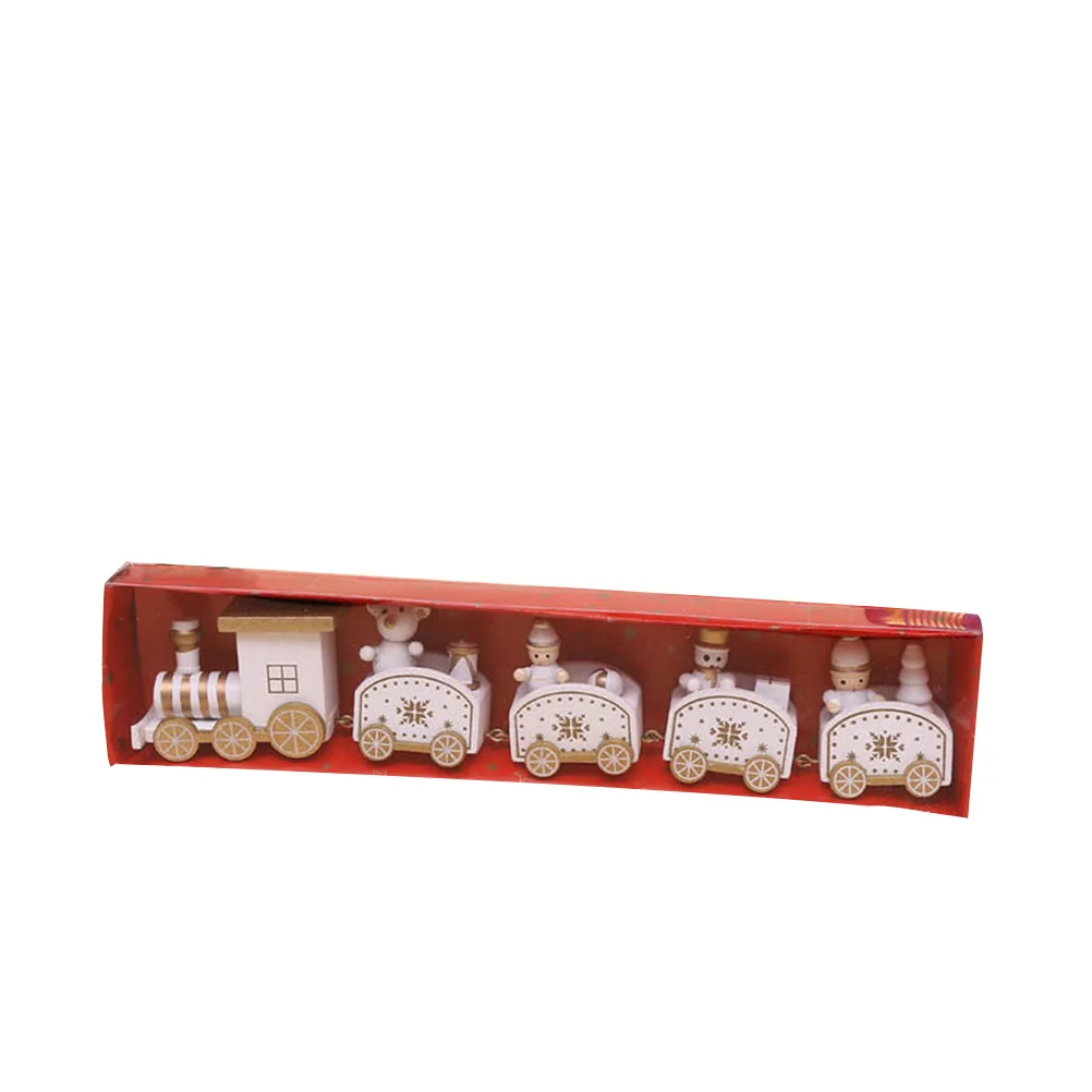 White Wooden Christmas Train Decoration Small Snowman Xmas Gift for Kids Premium Material Lightweight Portable Festive Home