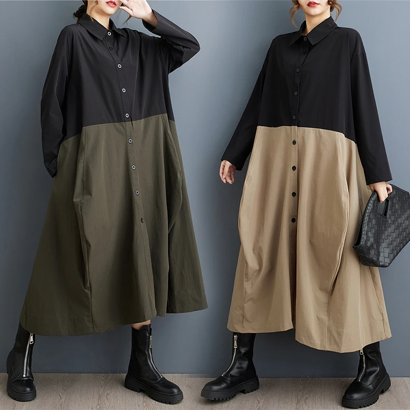 Printemps automne ample grande taille couleur Blo décontracté doux longue Sve irt Dr trajet Sle coton Polyester mélange jupe longue