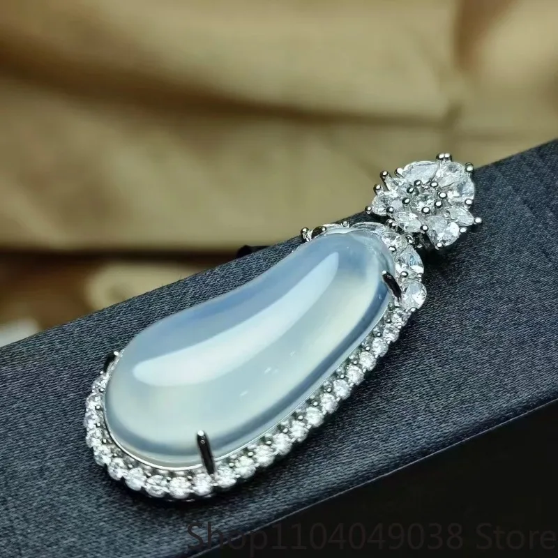 

Подвеска в виде натурального льда, инкрустированная белым ледяным халцедоном, атмосферная подвеска в виде дыни для мужчин и женщин