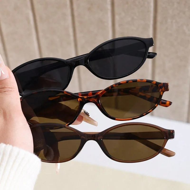3pcs European and American retro oval small frame women's fashionable sunglasses, personalized trendy glasses image 2