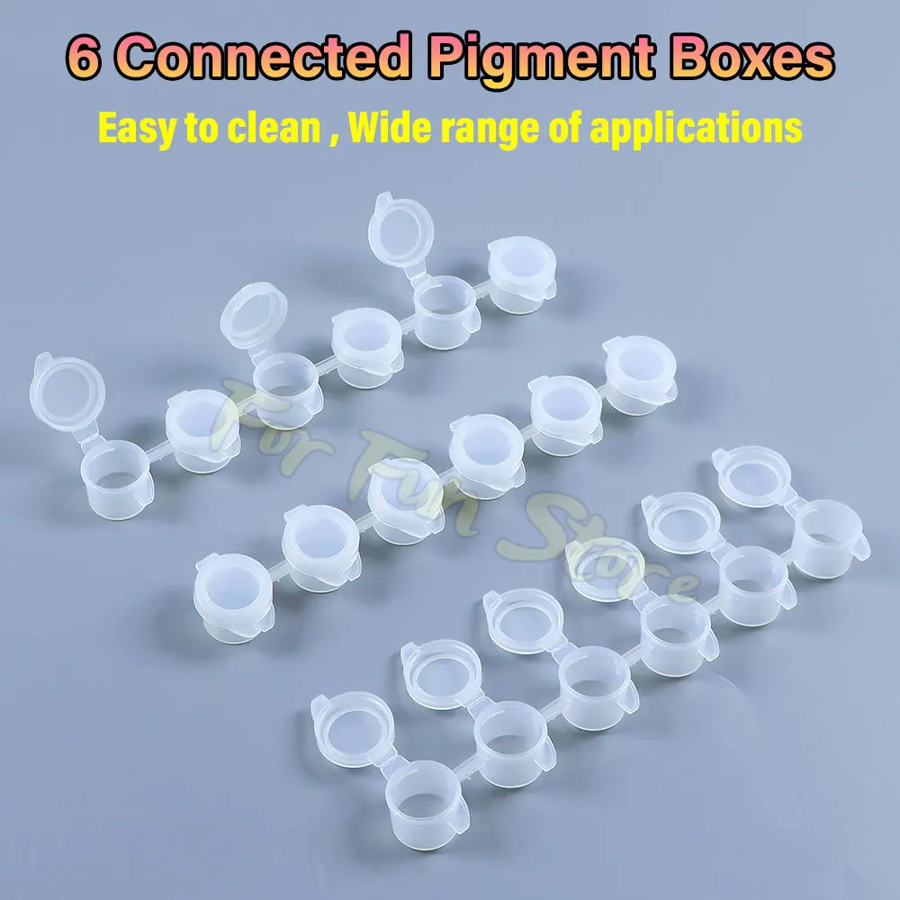 For Fun 12 Strips 6 Connected Paint Boxes 3ML Acrylic Pigment Packaging Box Paint Storage Cans Transparent Plastic Empty Box