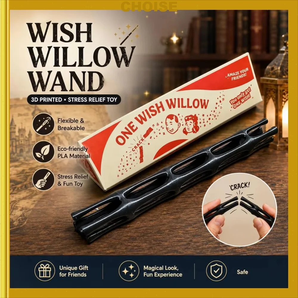 3D gedrukt een wens Willow Stick met doos zwarte Willow hout wensstok Multi-Purpose wens-maken Snap Sticks cadeau voor vrienden