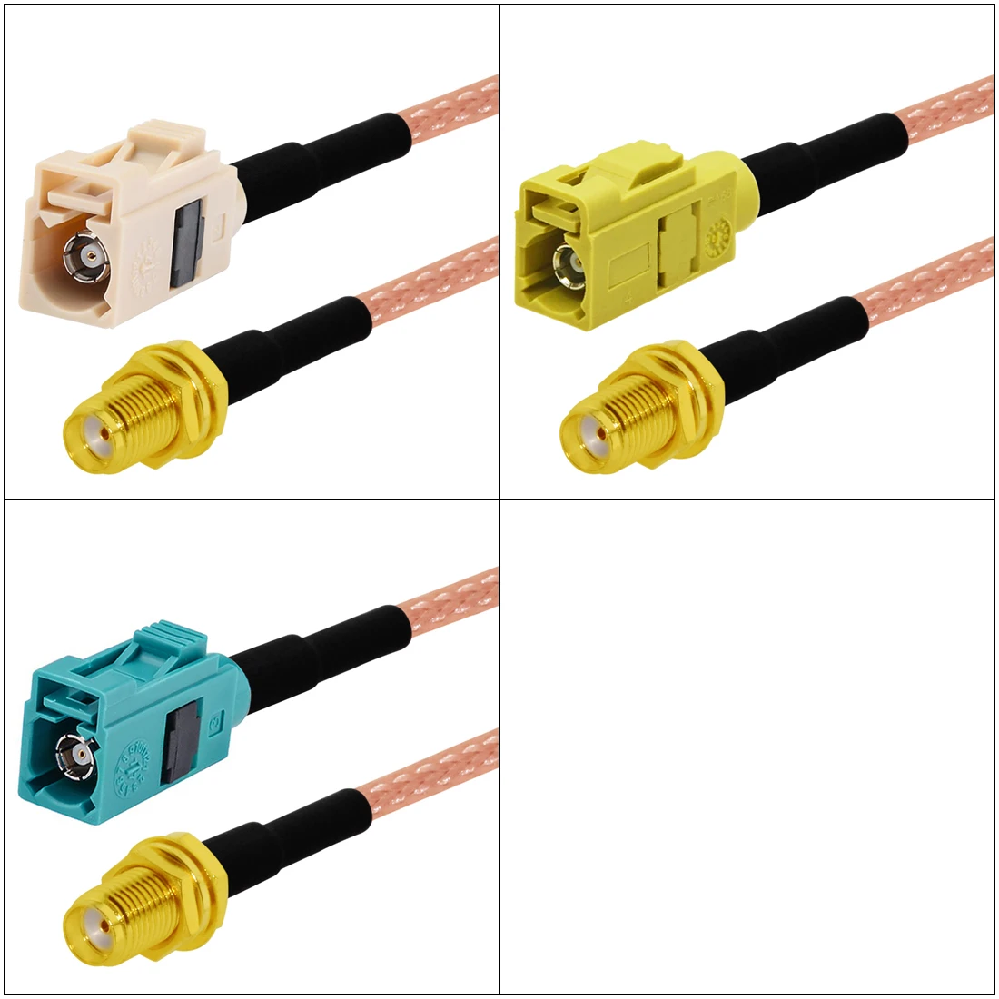 SMA Female Jack Nut to Fakra A/B/C/D/E/F/G/H/I/K/Z  Female Connector Pigtail Cable RG316 15cm NEW