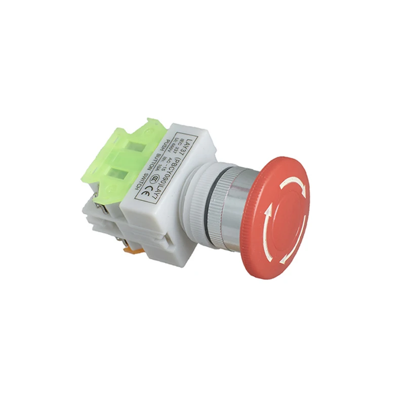 LAY37-11ZS Mushroom Emergency Stop Connector, Plastic Housing Red Head 1NO+1NC AC660V 10A Latching Push Button