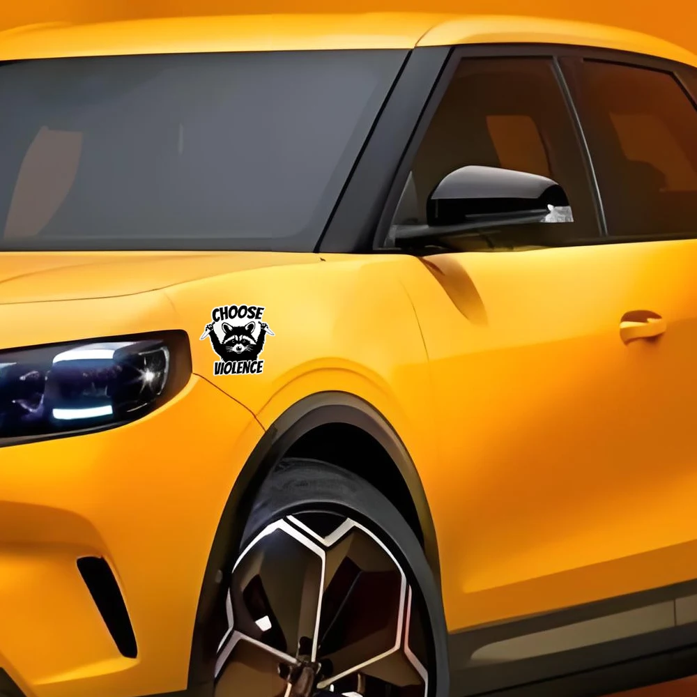 ملصق فينيل من Raccoon Choose Violence - ملصق حيوانات مضحك مقاوم للماء لأجهزة الكمبيوتر المحمول وزجاجة المياه والسيارة وكوب بهلوان - Durab