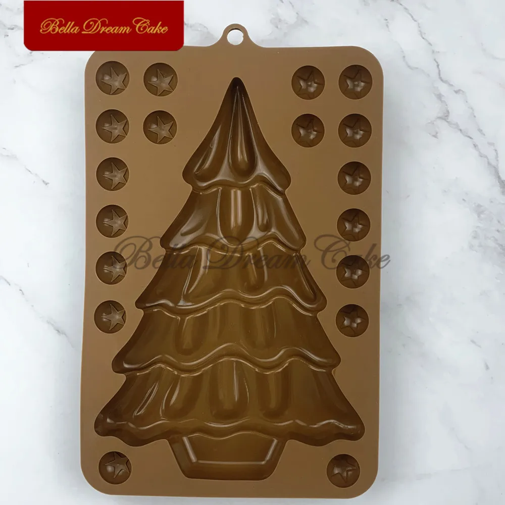 3D Bubble Star Christmas Tree Design Chocolate Silicone Mold DIY Fondant Mould Cake Decorating Tools Kitchen Baking Accessories