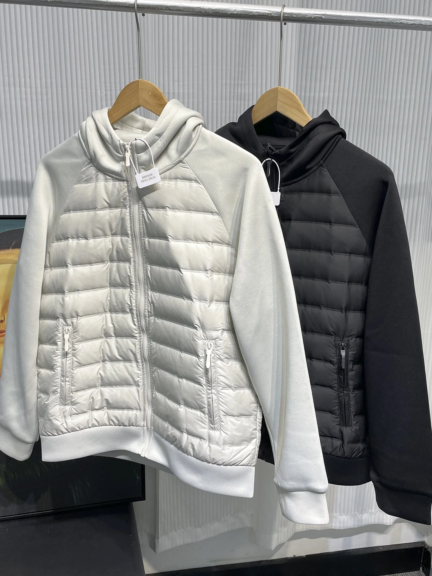 

Value Couple Sle! Knitted Patchwork 90 Du down Lightweight Hooded Jaet Autumn Winter Men's Pure Color down Coat