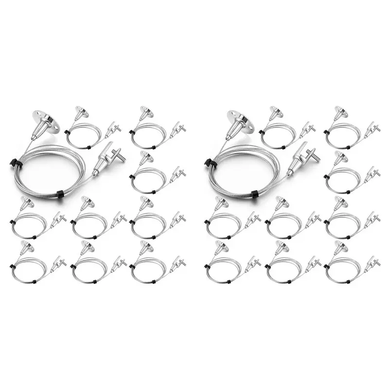 

20 шт., 6,5 футов, потолочная вешалка для вывески, направляющая для картин, подвесной подвесной провод, акриловая доска, дисплей, металлический зажим-LICG