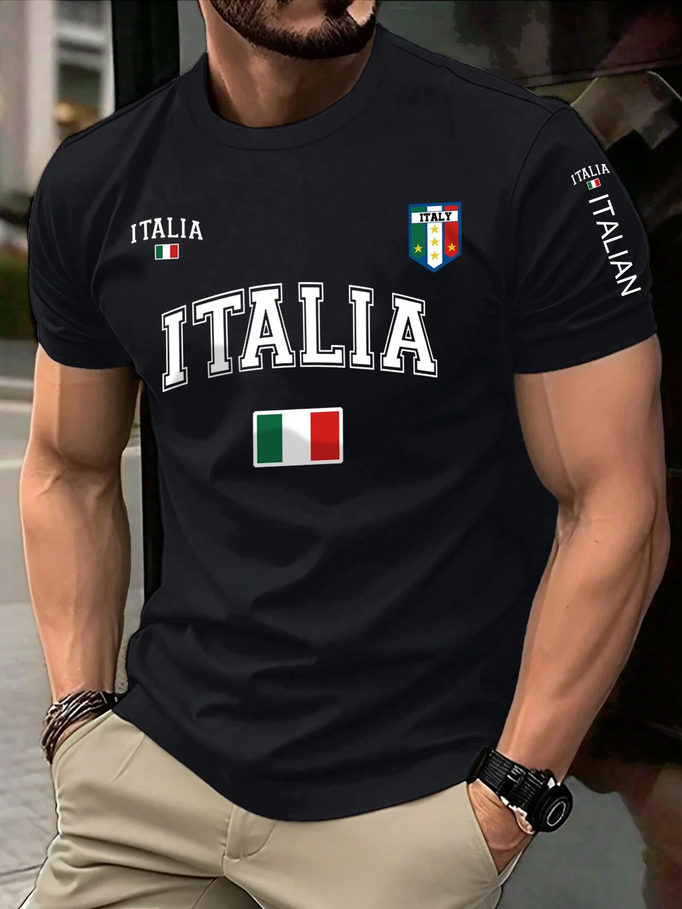 

Флаг Италии с графическим принтом, лето, осень, зима, роскошная брендовая мужская и женская футболка из чистого хлопка с коротким рукавом для спорта на открытом воздухе