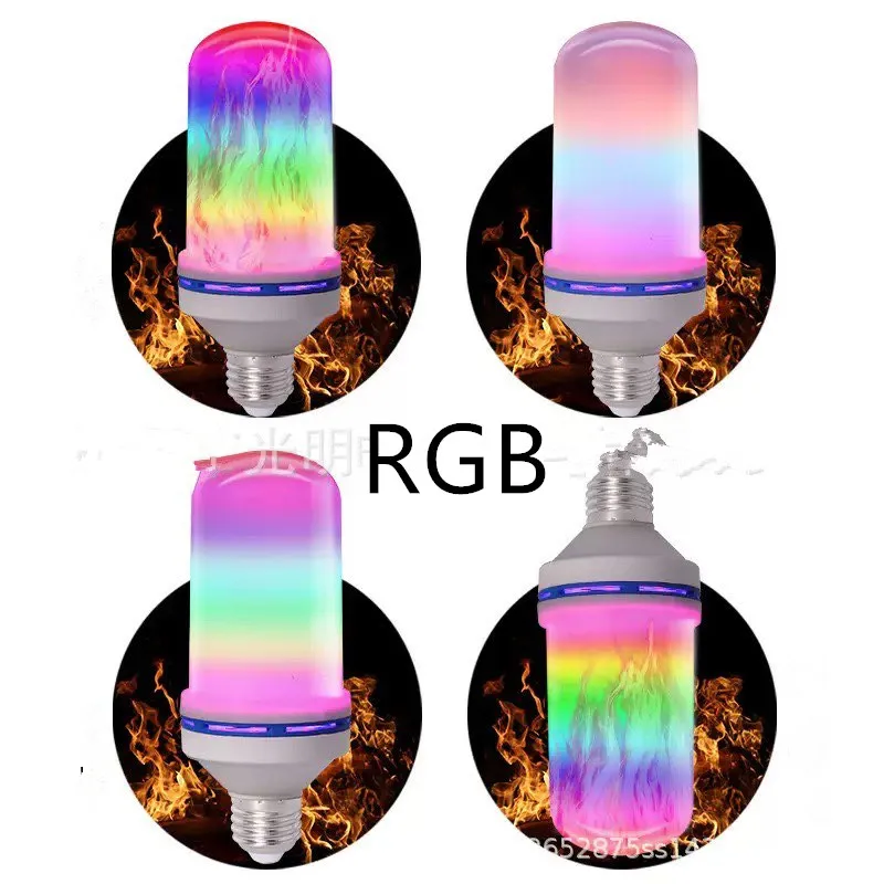 E27 AC85V~265V Red Blue Green Yellow Purple Colorful 9W 12W Effect Fire Light Bulb SMD 2835 Flickering Emulation LED Flame Lamp