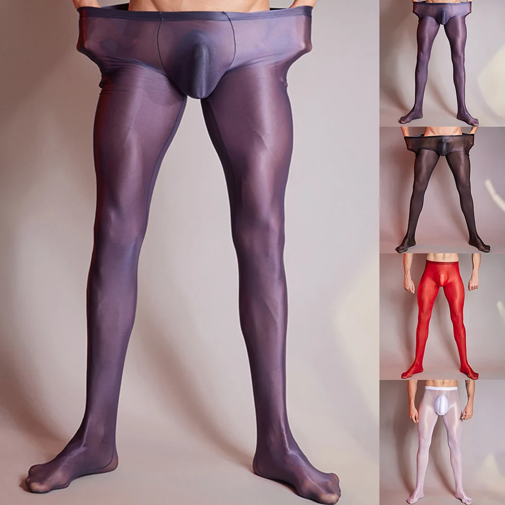 Pants Trousers Ultra-thin Shiny Breathable High Elasticity Leggings Long Pants See Through Sexy Sheer Trousers