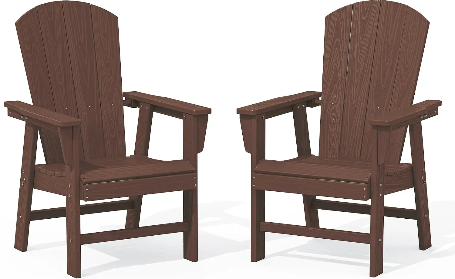 Outdoor Adirondack Dining Chair Set of 2, All Weather HDPE, Coffee, Customized