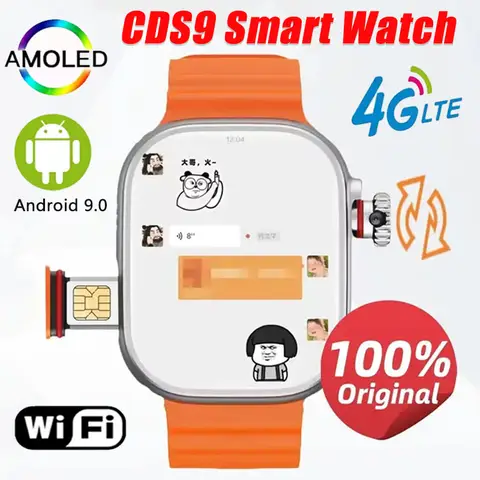 CDS9 S10 울트라 스마트워치 Amoled 4G OS 안드로이드 9.0 128GB Rom WiFi GPS SIM 카드 카메라 Google Play 스토어 심박수 스마트 시계