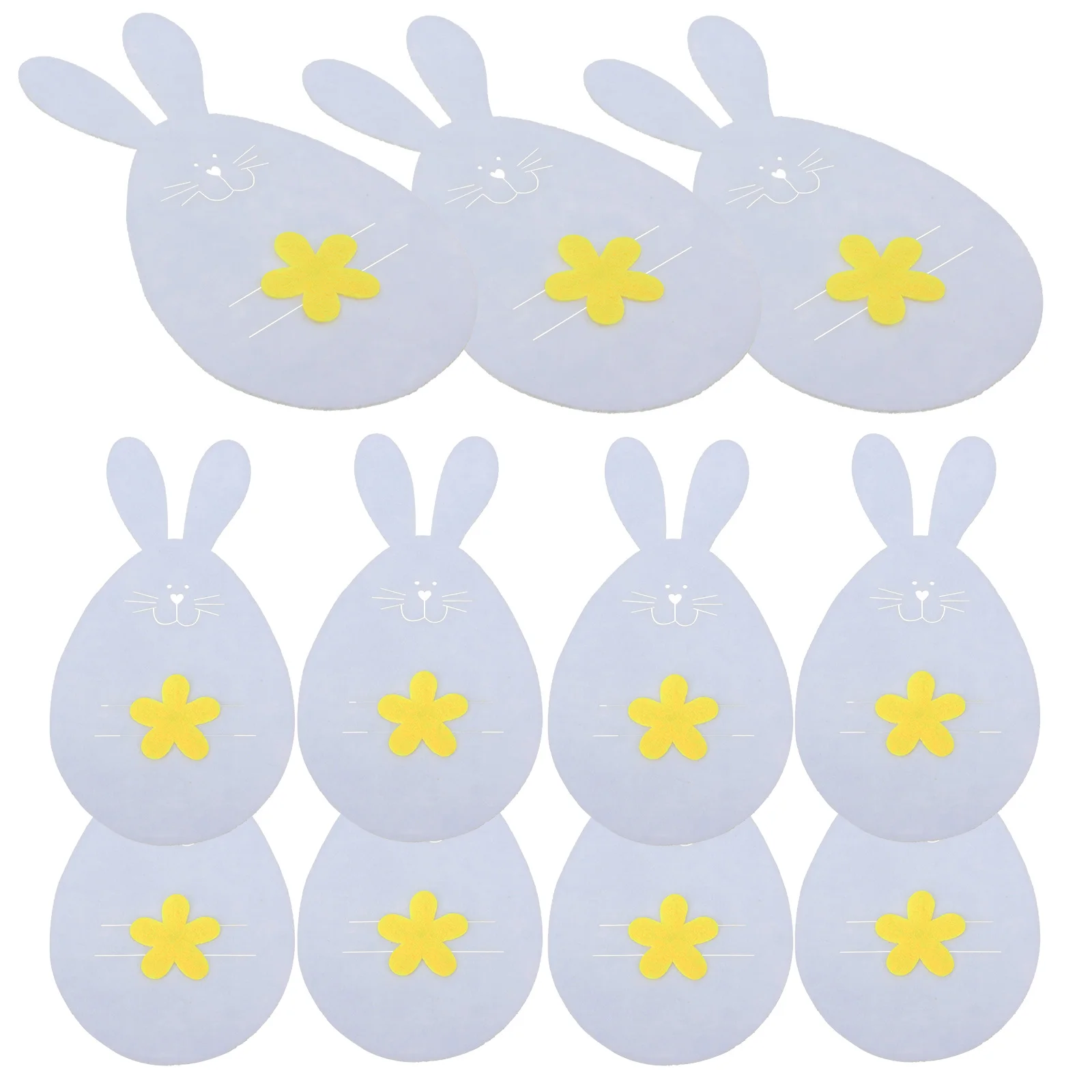 

12pcs Rabbit Head Cutlery Storage Bags Easter Bunny Shaped Fork Holders Dining Table Decor Utensil Organizer for Home