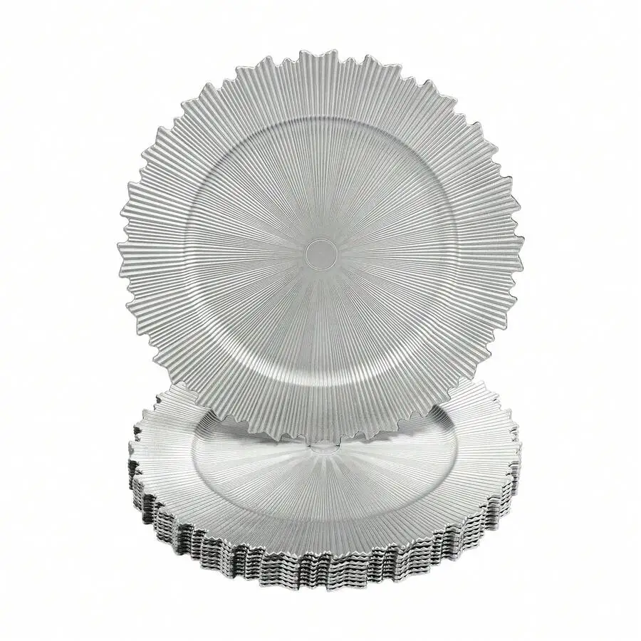 50 PCS Plates 13 Inch Plastic Round Dinner Plate ; Dinner Table Decorative Plate For Wedding Birthday Bridal Shower Party Dinner