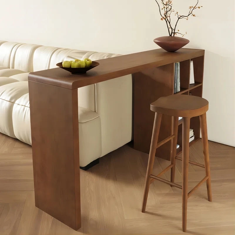 Solid wood against the wall Bar table Household small apartment Balcony Living room Long sofa Partition Locker Narrow high table