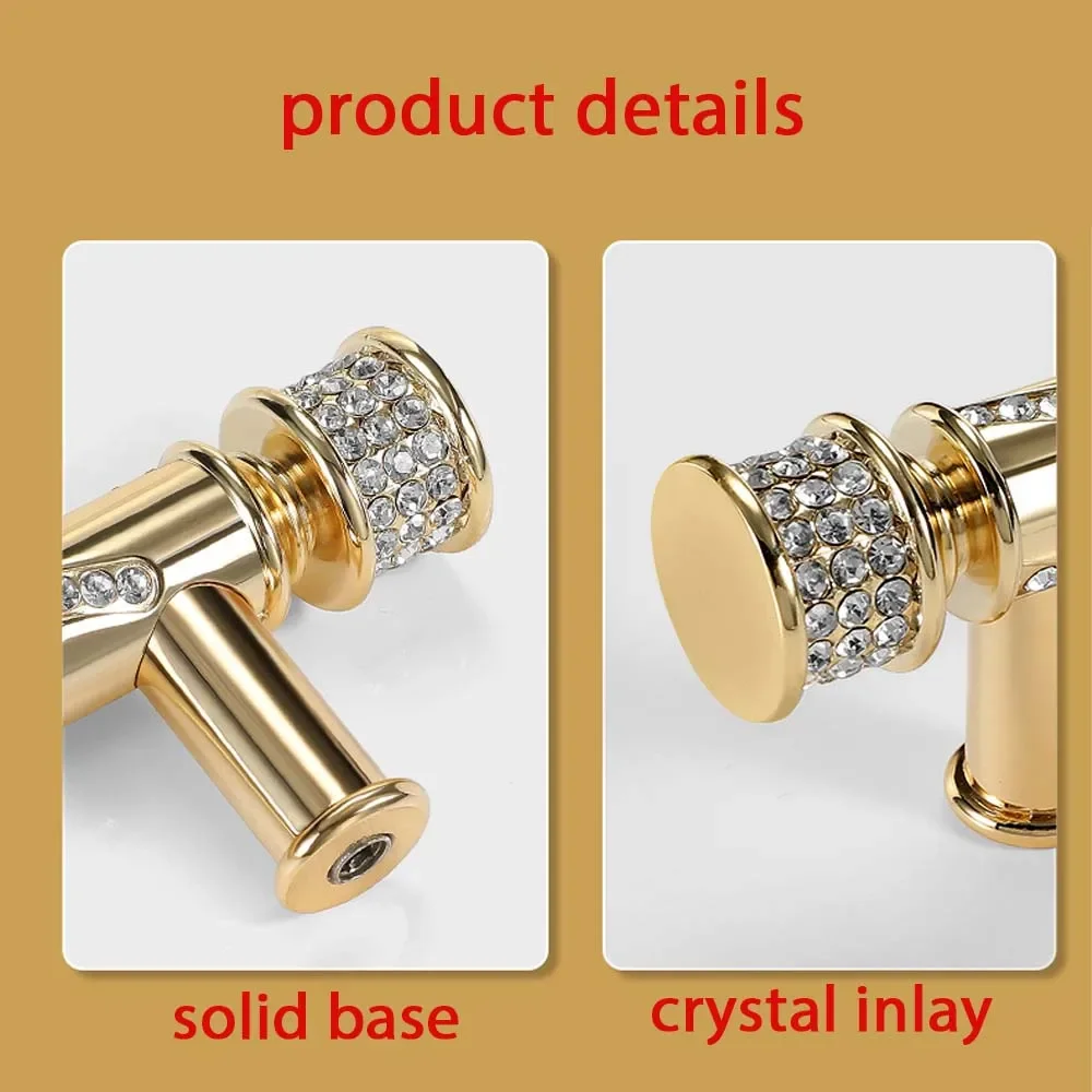 Modern Minimalist Gold Light Luxury Diamond Wine Cabinet Drawer Handle Nordic Style Kitchen Door Pulls