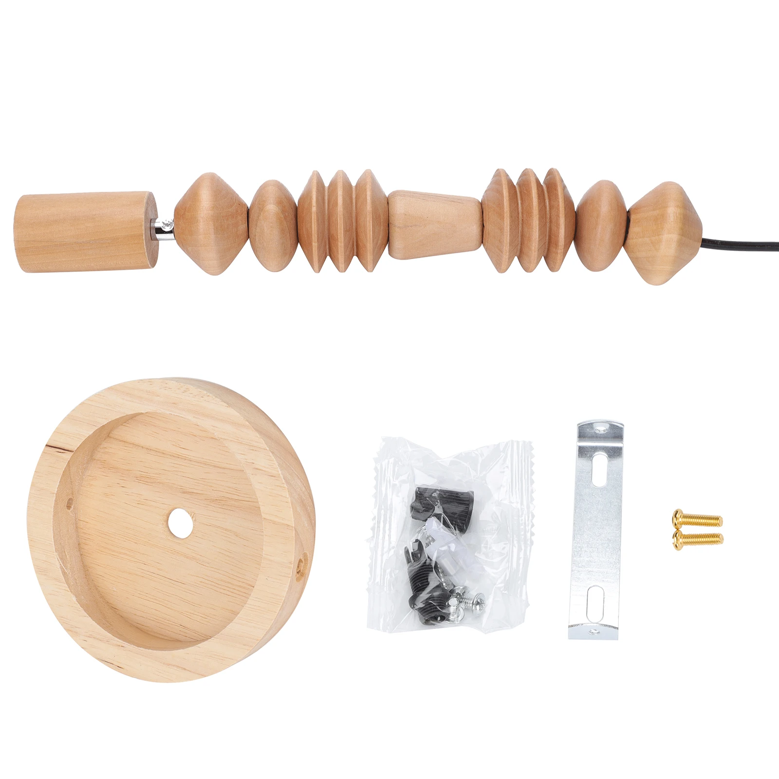 

Wooden Beads Drop Light Pendant Style Decorative Ceiling Lamp Beige Color Long Lasting Loft Ch DIY String