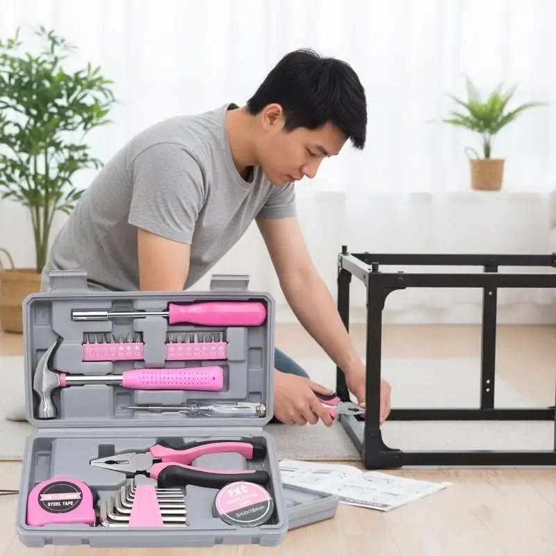 

Practical Home Repair Tool Set 29PCS Ergonomic Plier Hammer Hand Tool In Plastic Storage Case 37JD