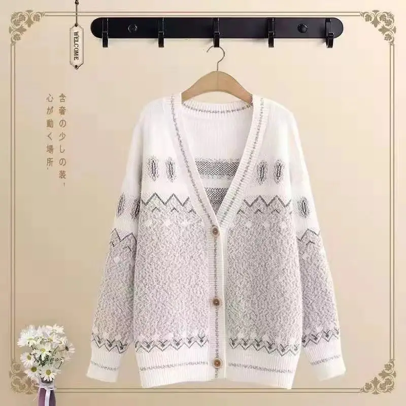 Snow Neil Sweater Jacket for Women\'s Spring and Autumn New Loose Korean Version Versatile Outerwear Knitted Cardigan