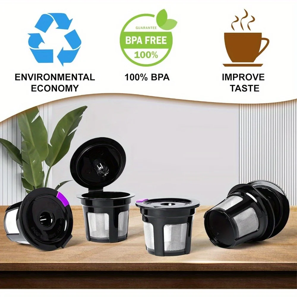 4pcs Reusable K Cups, Coffee Filters with Coffee Pods, Food Grade Stainless Steel Mesh, Fit for Keurig 1.0 and 2.0 Brewers