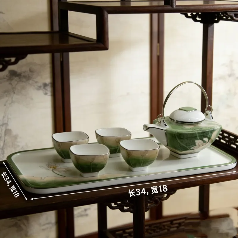 Hand Painted Bone China Tea Set New Chinese Style Kung Fu Teapot Cup Set High End Afternoon Tea Service Gift Box for Home