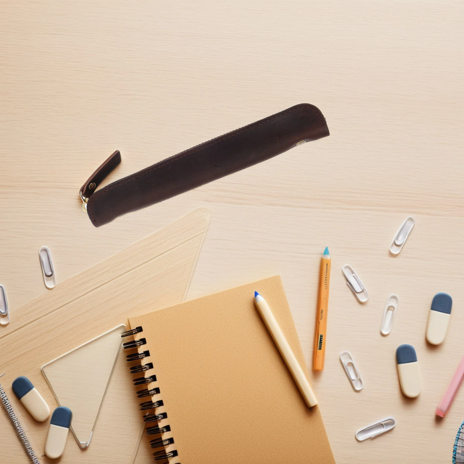 

Pen Pouch For Fountain Ballpoint Pens Coffee Retro Design Hand Stitched Pen Case Pencil Bag Organizer Desk