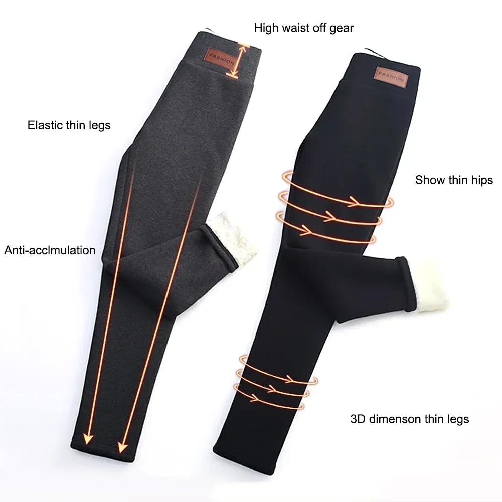 Leggings forrados de vellón para mujer, pantalones de terciopelo de cintura alta para mantener el calor, medias elásticas térmicas y sólidas, medias S-5XL