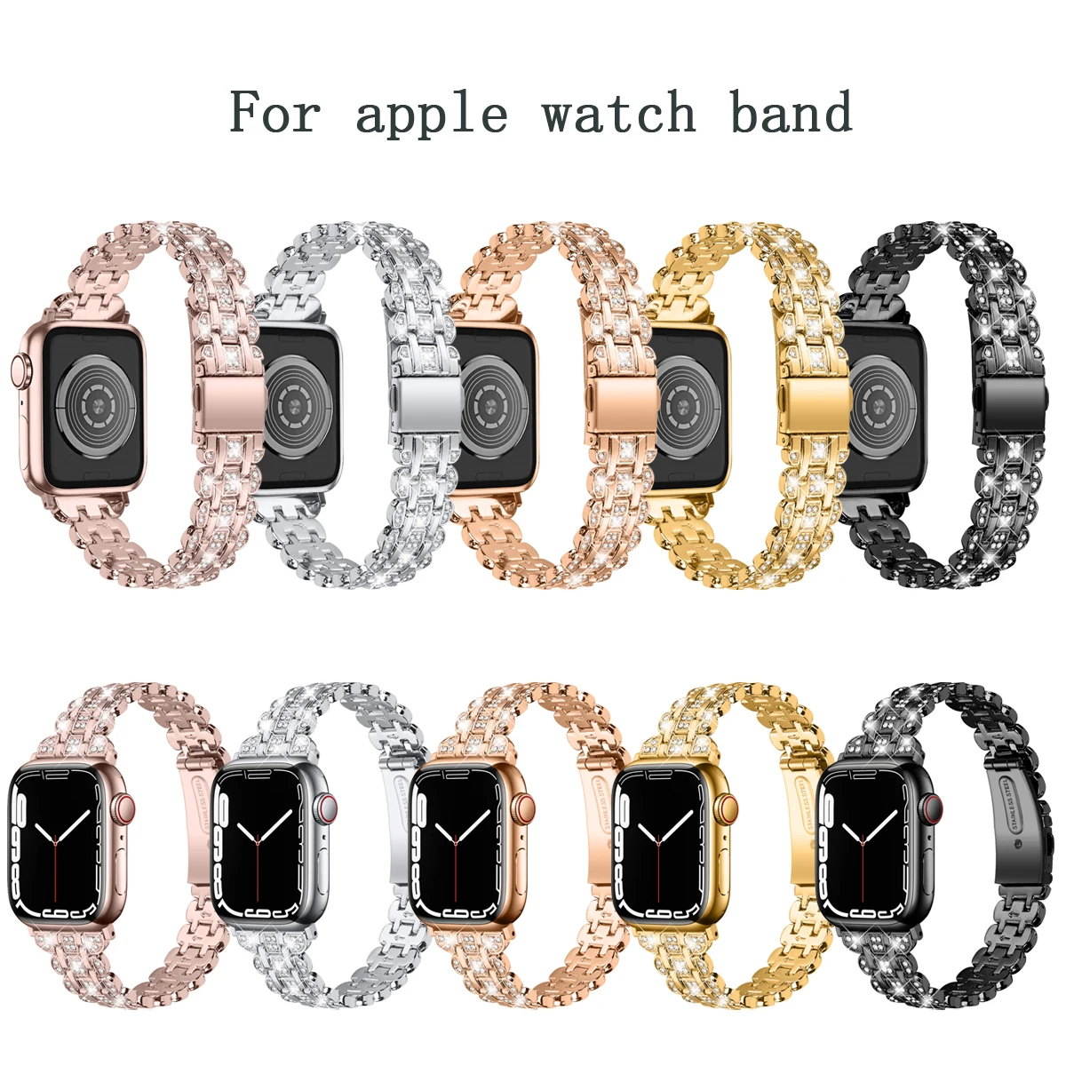 

Алмазный ремешок для Apple Watch Band Ultra49 мм 46 40 41 44 мм 45 42 мм 38 мм Браслет с бриллиантами на запястье IWatch Series10/9/8/7/6/5/4/3 SE