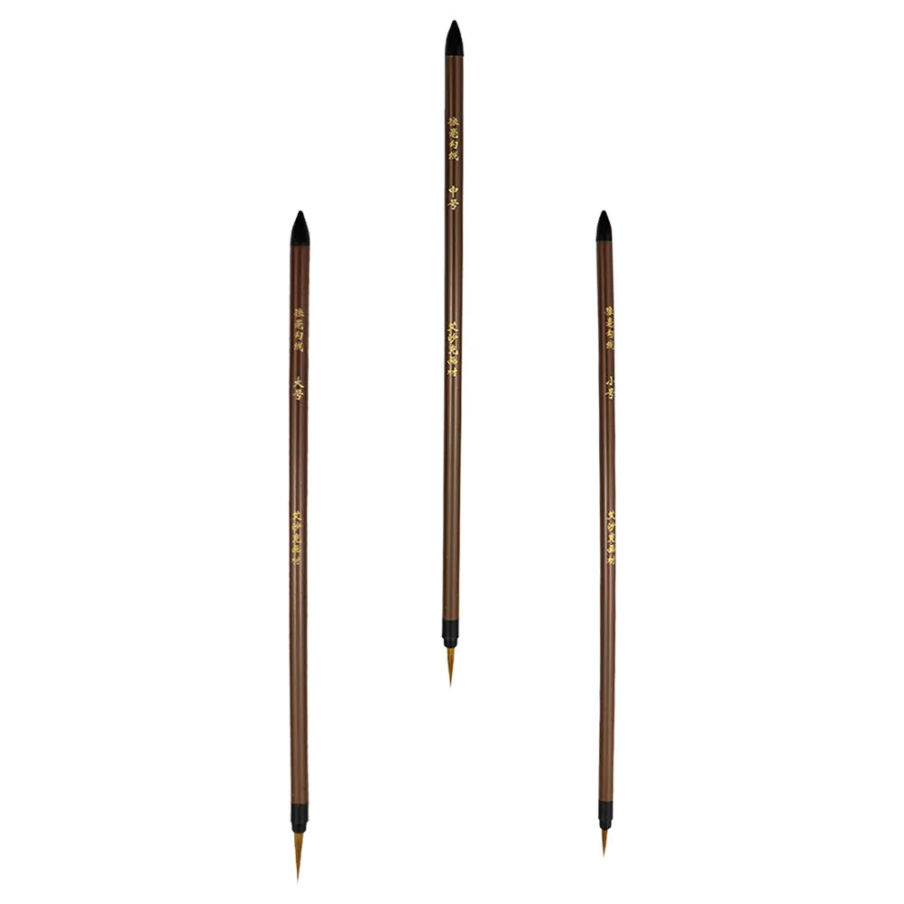 3Pcs Wolf Hair Art Line Drawing Pens Fine Detail Brush for Sketching Painting Watercolor Oil Drawing Students Artists Supplies