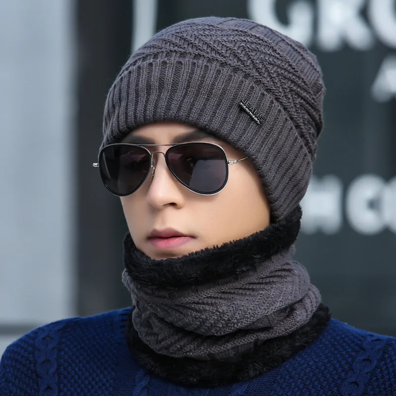 Gorro de bufanda de lana para hombre y mujer, gorros de punto para mantener el calor, máscara de pasamontañas, gorros de invierno