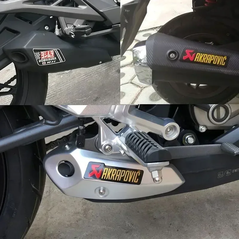 สําหรับ Honda Yamaha Akrapovic สติ๊กเกอร์ทนความร้อน Cafe Racer 3D รถจักรยานยนต์ท่อไอเสียท่อเคล็ดลับสติ๊กเกอร์ตกแต่ง Moto อลูมิเนียม