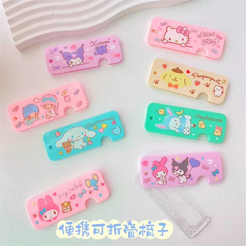 

New sanrio Folding Small Comb Portable Pocket Makeup Cartoon hellokitty Mini Cute Comb Bangs Comb Gift