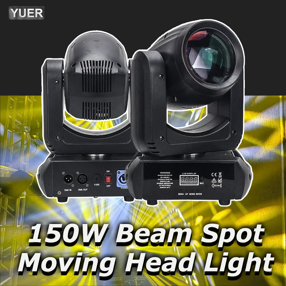 

YUER LED Moving Head 150W Beam Spot 18 Rotating Prisms Dmx Stage Effect Light Disco Dj Bar Wedding Club Music Party Indoor