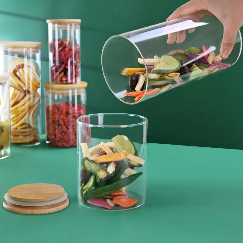 

High Borosilicate Glass Cylindrical Storage Jar for Tea Leaves Dry Fruits Snacks Grains Decorative Home Storage Container