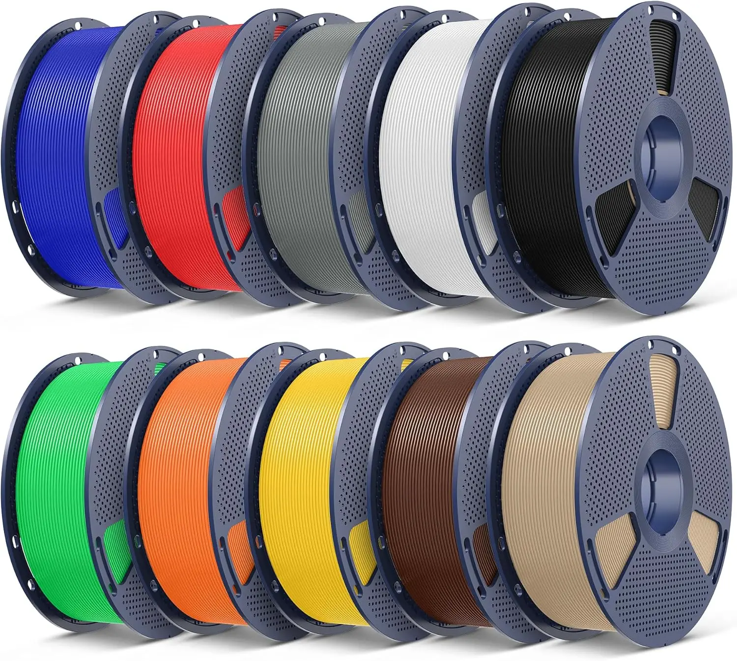

10KG 3D Printer Filament Bundle, 1kg Spools in Black, White, Grey, Red, Blue, Green, Orange, Yellow, Brown