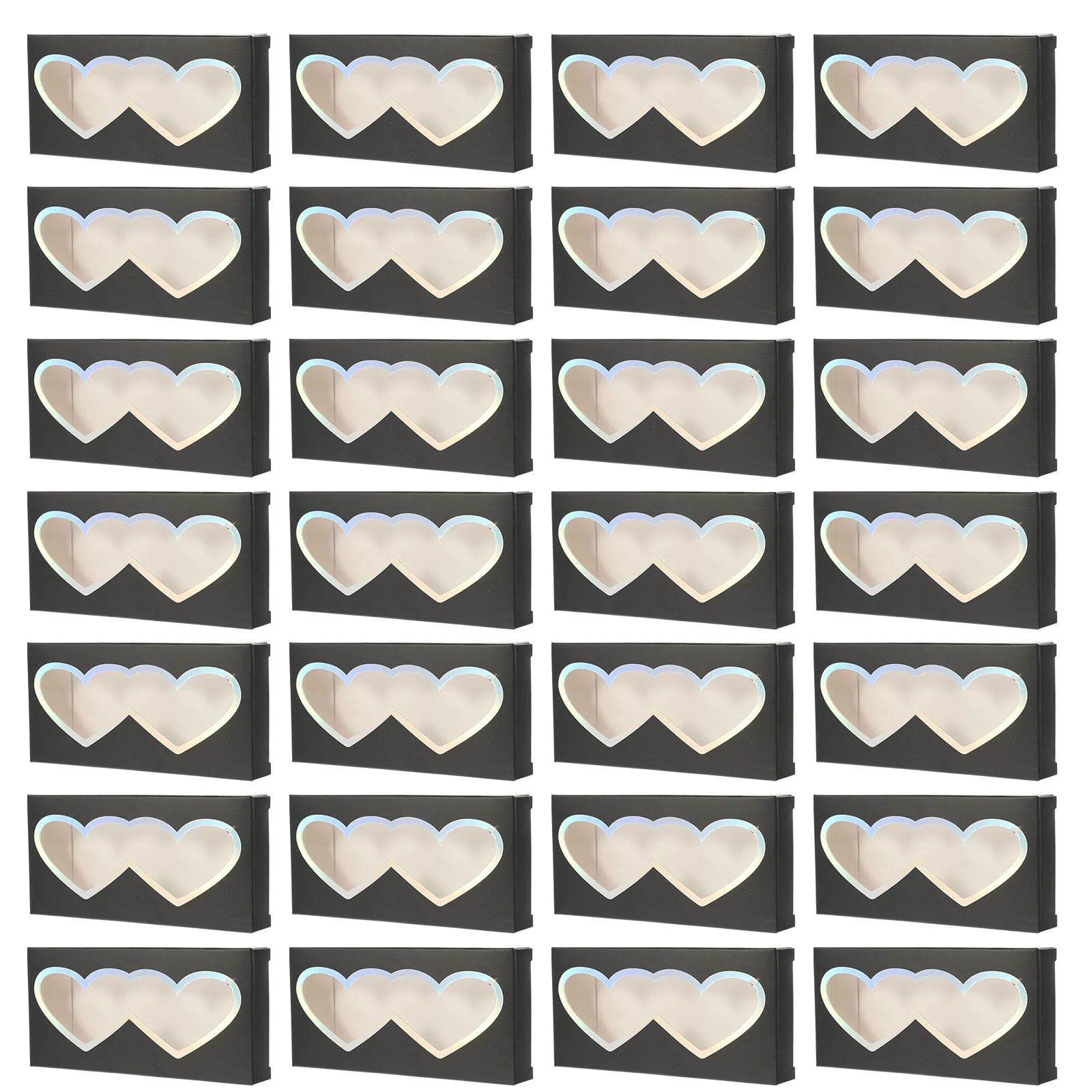 50pcs Heart Shaped Eyelash Storage Box Transparent False Lash Case Organizer Paper Eyelash Packaging Container For Travel Daily